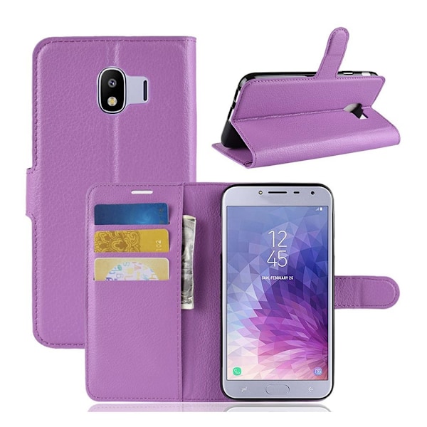 Samsung Galaxy J4 (2018) litchi tekstur læder flip etui - Lilla Purple