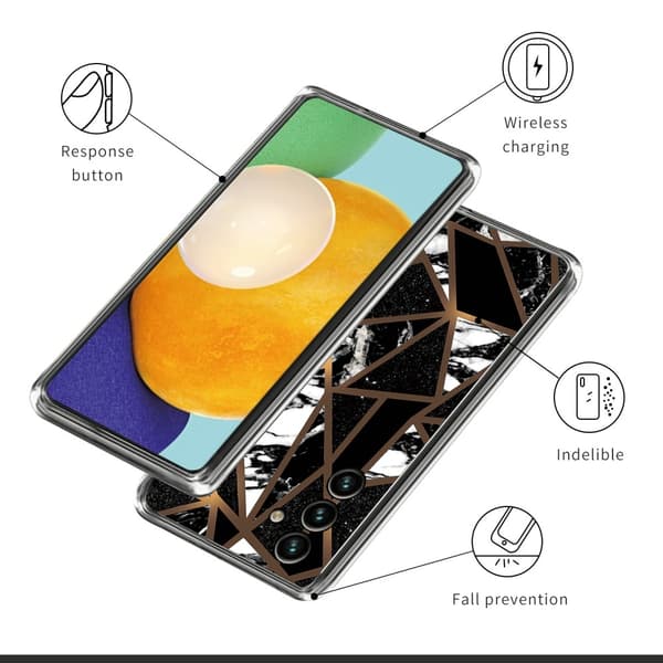 Marble design Oppo A15 cover - Style F Black