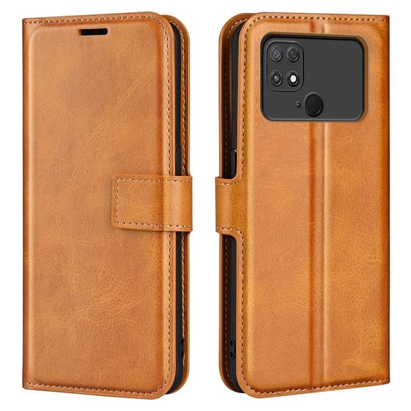Hållbart konstläder Xiaomi Poco C40 fodral med plånbok - Gul Gul