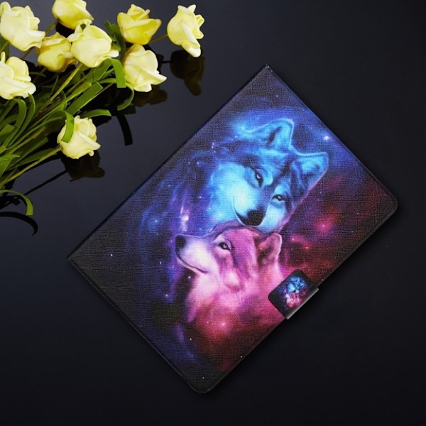 Lenovo Tab M10 HD Gen 2 coolt mönstrat flipfodral i läder - Par Varg multifärg