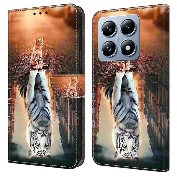 Wonderland Xiaomi 14T Pro flip etui - Kat Og Tiger Brown