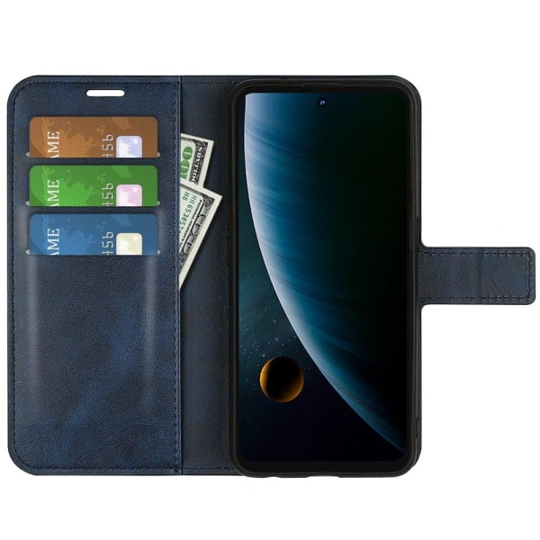 Hållbart konstläder ZTE Blade V30 fodral med plånbok - Blå Blå
