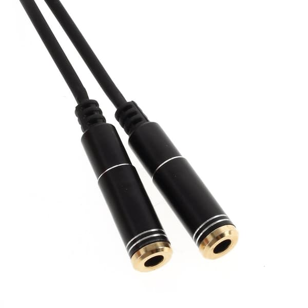 Male To Two Female 30cm Audio Splitter kabel - Sort Black