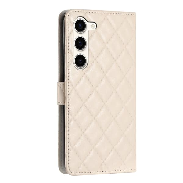 Funksjonelt rombe lommebokdeksel for Samsung Galaxy S24 - Beige White
