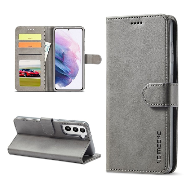 LC.IMEEKE Samsung Galaxy S21 Plus 5G flip case - Harmaa Silver grey