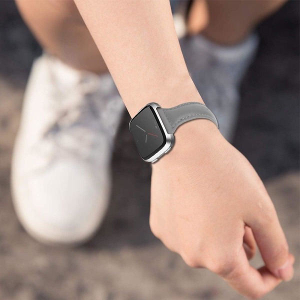 Fitbit Versa 2 / Versa Lite / Versa simple urrem i ægte læder - Grå Silver grey