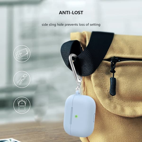 AirPods silikonfodral med karbinhake - Baby Blå Blå