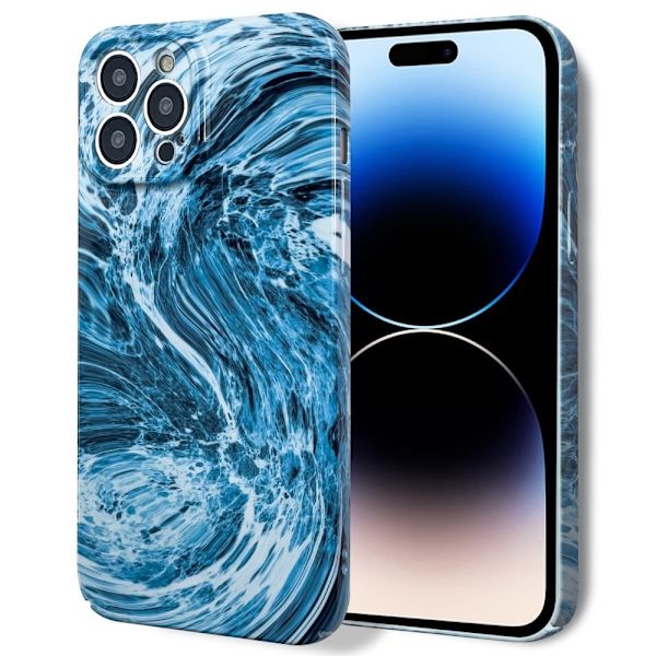 Marmormotiv iPhone 14 Pro skal - Blå Blå