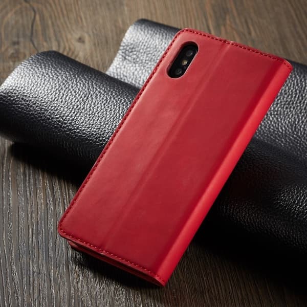 FORWENW iPhone XS læder flip cover - Rød Red
