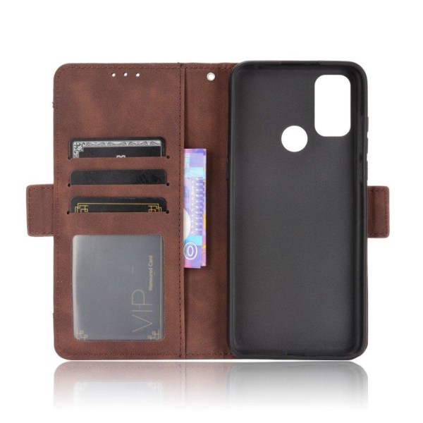 Modern-styled Læder Pung Etui til Alcatel 3l (2021) / 1s (2021) Brown