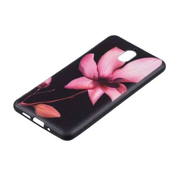 Nokia 3.1 mobilskal silikon tryckmönster - Blommönster Rosa