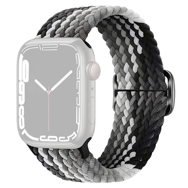 Apple Watch Series 8 (41mm) fleksibel urrem i vævet stil - Gradient Grå Silver grey