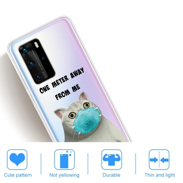 Deco Huawei P40 Pro Cover - Kat med Maske Multicolor