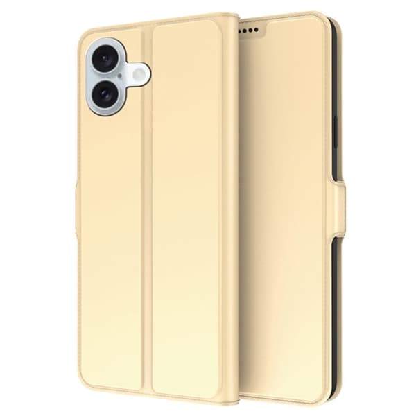 Sileä ja ohut premium-PU-nahkakotelo iPhone 16 Plus - Kulta Gold