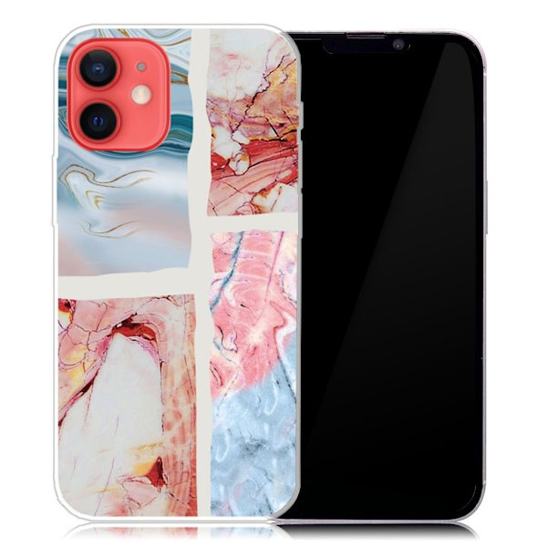 Marble iPhone 13 Mini Suojakotelo - Wavy Marble Tile Multicolor