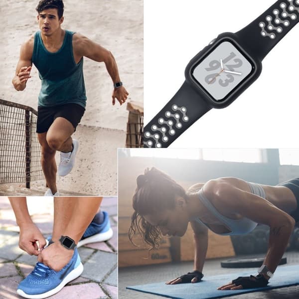 Apple Watch Series 4 40mm To tone silikone Urrem - Sort / Grå Silver grey