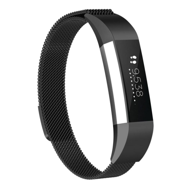 Fitbit Ace Klassinen magneettinen milanese ruostumaton teräs kellon vaihto ranneke - Musta Black