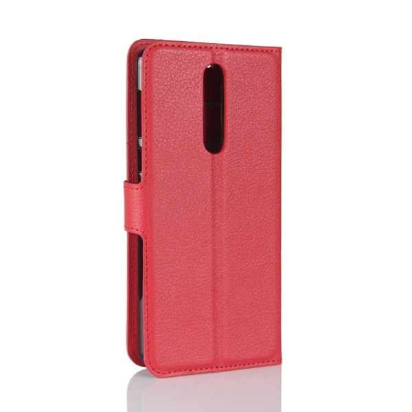 Nokia 8 Litchi skind læder etui - Rød Red