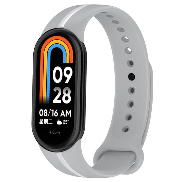 Xiaomi Smart Band 8 silikonarmband i två färger - Grå / Vit Silvergrå