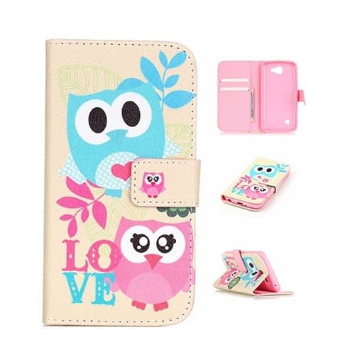 Moberg læder-etui til LG K4 - Ugler og kærlighed Multicolor