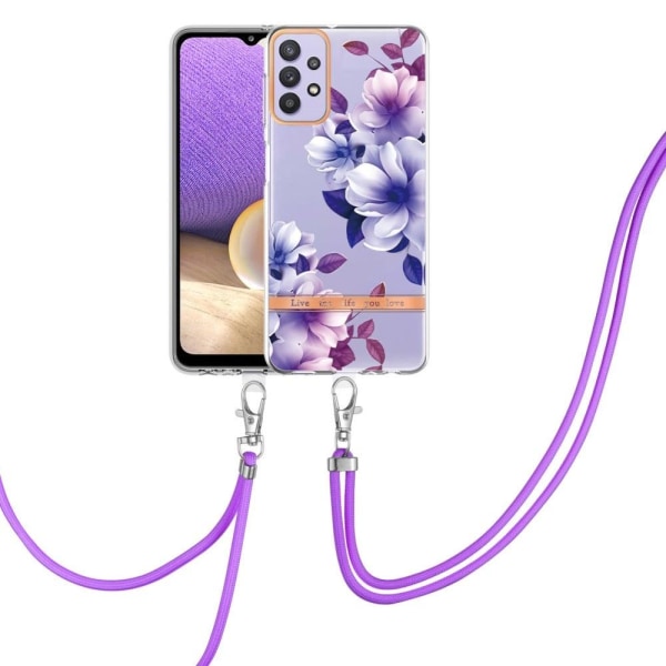 Slim and durable softcover with lanyard for Samsung Galaxy M32 5 Purple