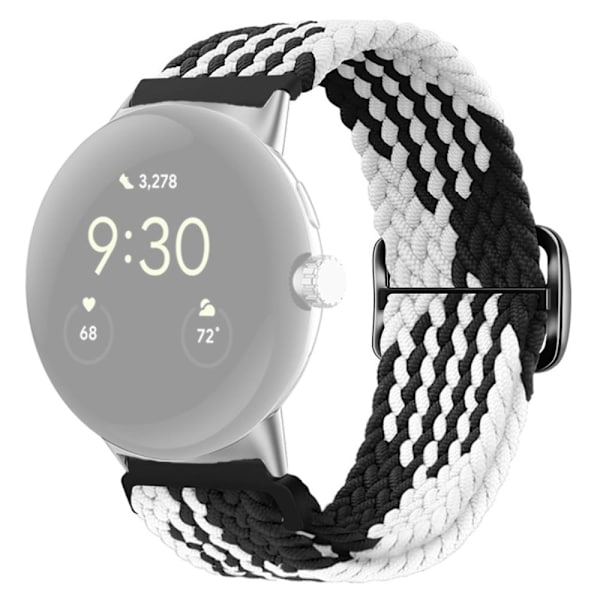 Google Pixel Watch urrem i nylon - Z-Formet Sort / Hvid Black