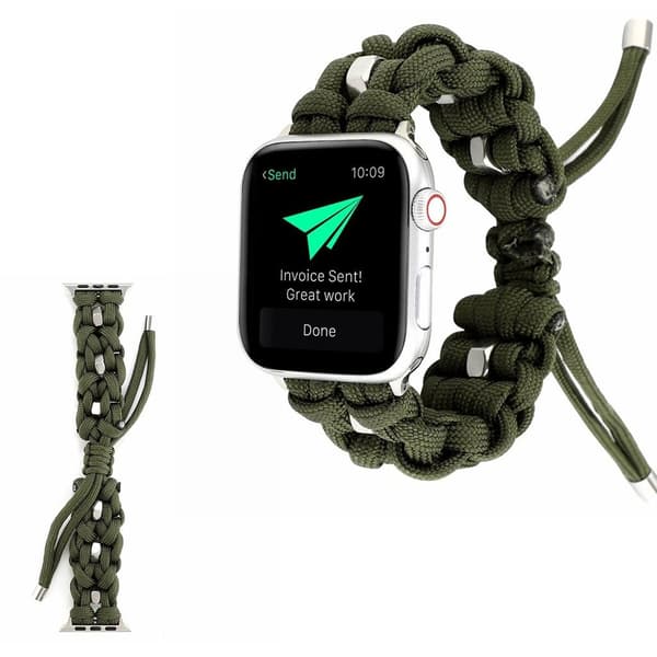 Apple Watch Series 6 / 5 40mm nylon i rustfrit stål rem - militærgrøn Green