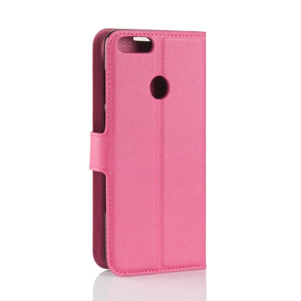 Huawei P Smart Etui laget av kunstlær og silikon - Rosa Pink