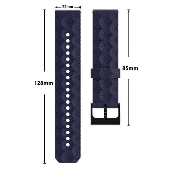 22 mm universal urrem i silikone i fodboldstil - Marine Blå Blue