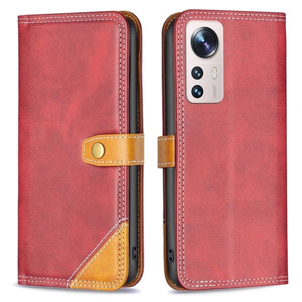 BINFEN kaksivärinen nahkakotelo Xiaomi 12 Lite - Punainen Red