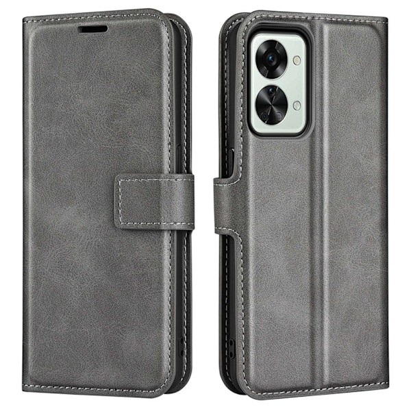 Hållbart konstläder OnePlus Nord 2T fodral med plånbok - Silver/Grå Silvergrå