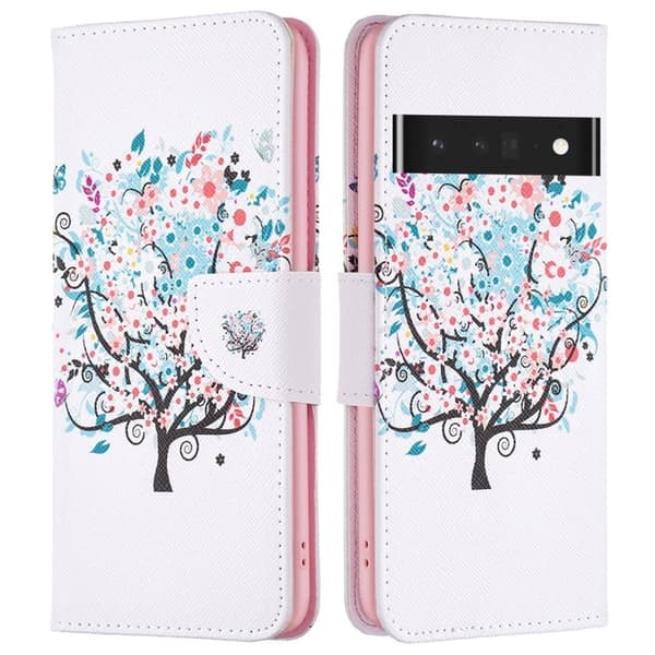 Wonderland Google Pixel 7 Pro flip kuoret - Kukka Puu Pink