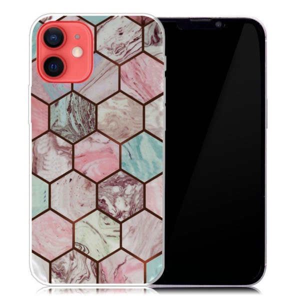 Marble iPhone 13 Mini Suojakotelo - Honeycomb Marble Pattern Multicolor