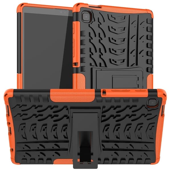 Däckmönstrat kickstand-fodral för Samsung Galaxy Tab A7 Lite - Orange Orange