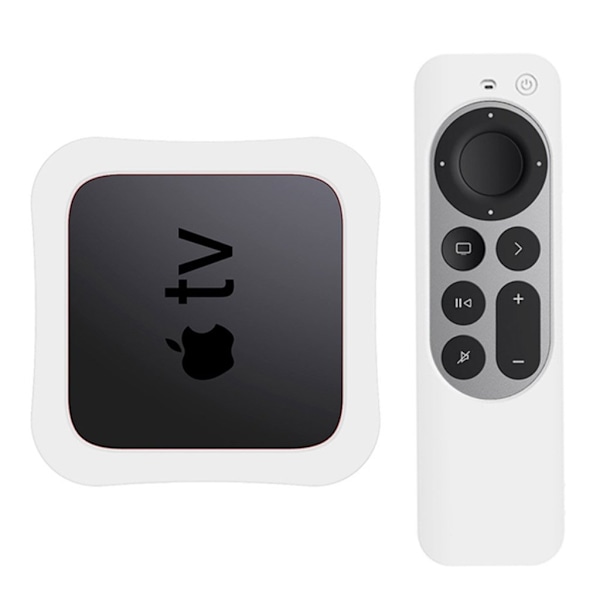 Apple TV 4K (2021) digitalbox + silikondeksel for kontroller - Hvit White