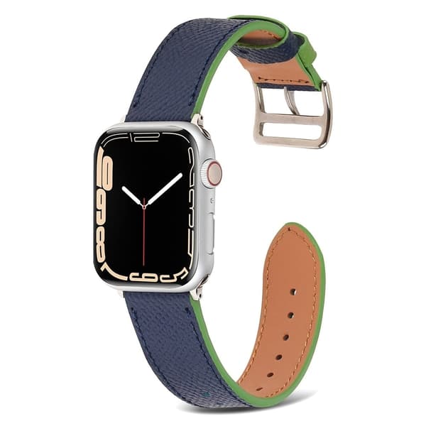 Apple Watch (45 mm) klokkerem i ekte skinn med tekstur - Midnattsblå Blue