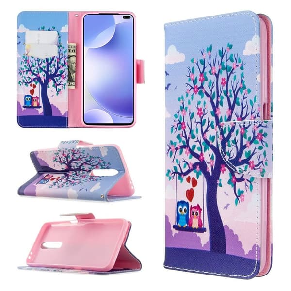 Wonderland Xiaomi Redmi K30 / Poco X2 flip etui - Træ og et uglepar Multicolor