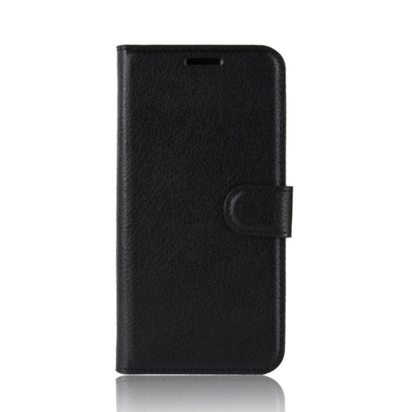 HTC U12 Plus mobiletui i lædermateriale med Litchi overflade sam Black