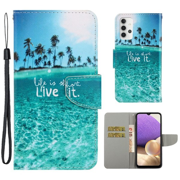 Wonderland Samsung Galaxy A32 Läppäkotelo - Coconut Puu Blue