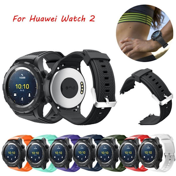 Huawei Watch 2 erstatnings urrem i tekstureret silikone  - Sort Black