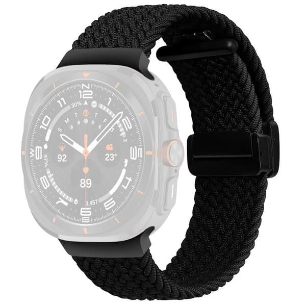 Samsung Galaxy Watch Ultra 47mm Flettet håndledsrem Magnetisk foldespænde Urrem - Sort Black