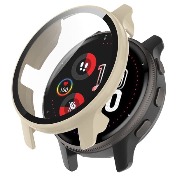 Garmin Venu 2 Plus -suojus, jossa on karkaistua lasia oleva näytönsuoja - Beige Brown