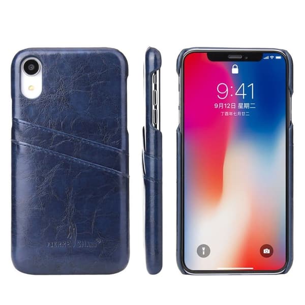 FIERRE SHANN iPhone Xr oil wax læderetui - Blå Blue