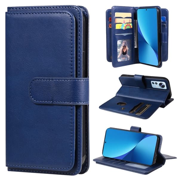 10-slot Lommebok Etui til Xiaomi 12 Lite - Mørkeblå Blue