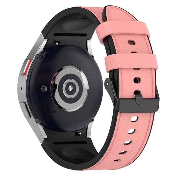 Samsung Galaxy Watch 5 / 4 / 3 (41mm) silikone i læder urrem med sort spænde - Sort Størrelse: L Pink