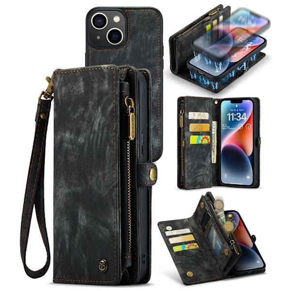 CaseMe iPhone 14 Plus etui med lynlås & pung - Sort Black