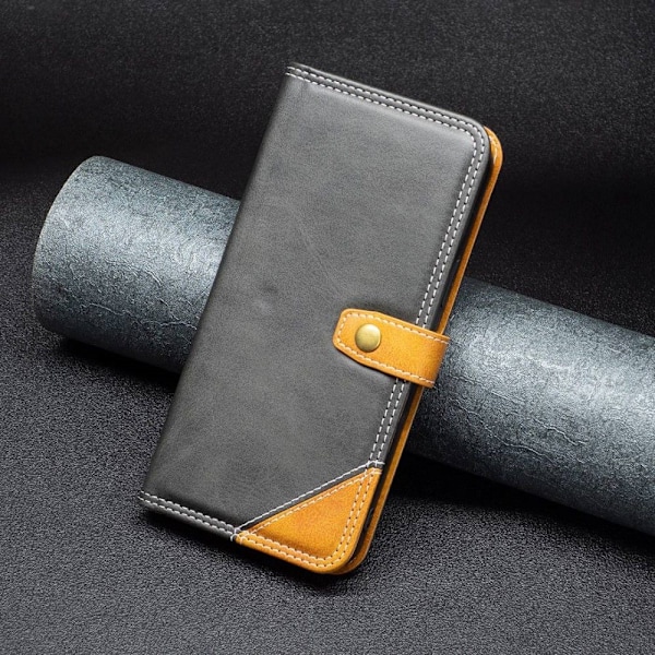 BINFEN tvåfärgat läder Samsung Galaxy A32 fodral - Svart Svart