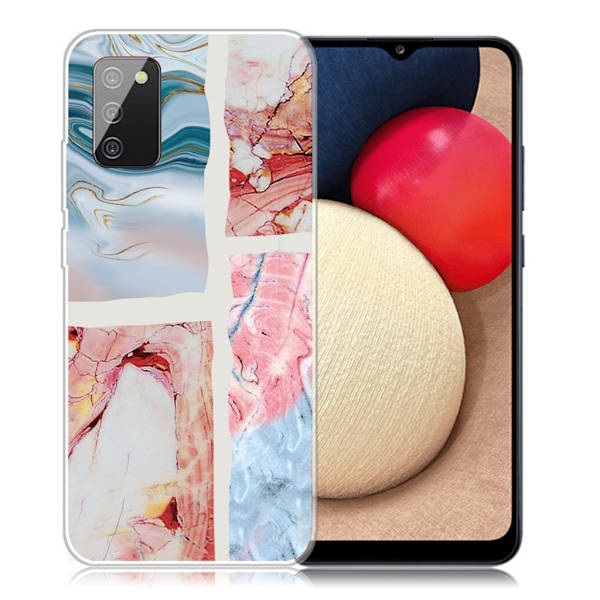 Marble Samsung Galaxy A02s Etui - Wavy Marble Tile Multicolor