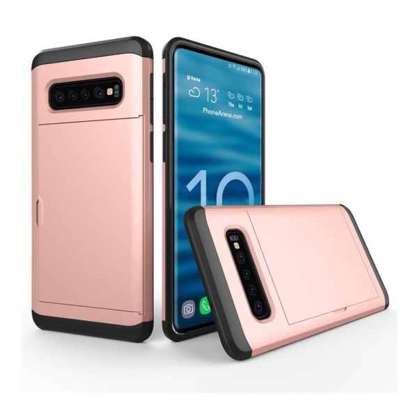 Samsung Galaxy S10 Korthållare hybrid fodral - Rosguld Rosa