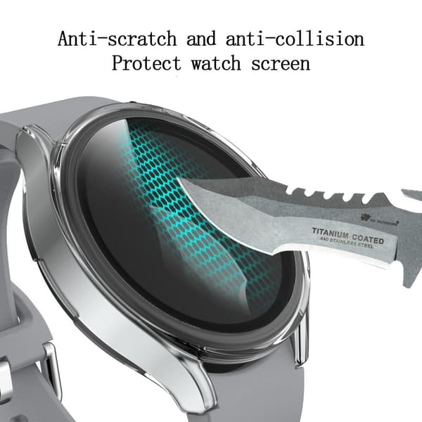 Samsung Galaxy Watch 4 (44mm) electroplated cover with tempered glass screen protector - Transparent Transparent